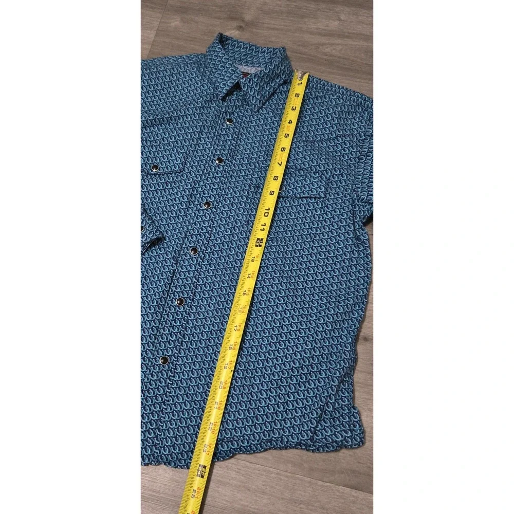 Rock and Roll Denim Boys Western Pearl Snap Shirt Horseshoe AOP Size Large